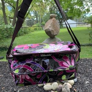 Vera Bradley Lunchbox Make-up Cross-Body Purple Punch EUC
